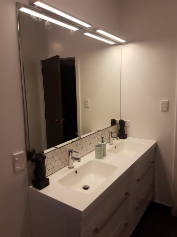 Focal of the large double bowl vanity with 4 draws at Dudley Ave