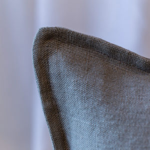 Emmie Dark Grey linen cushion close up